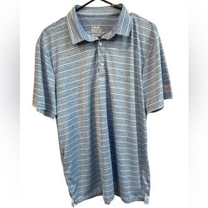 Huk Men's Polo Shirt in Blue and White Stripes
